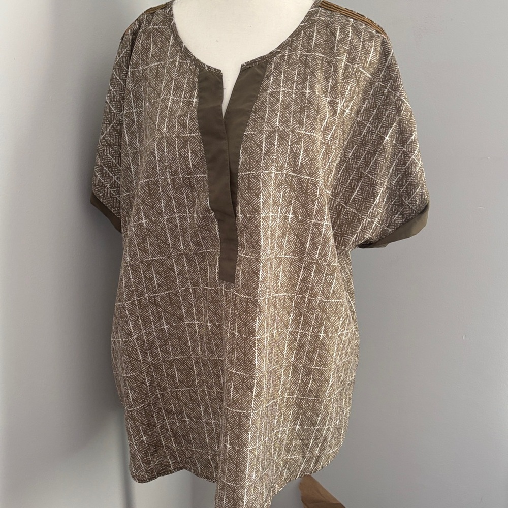 Cato Green and Cream Tunic Top